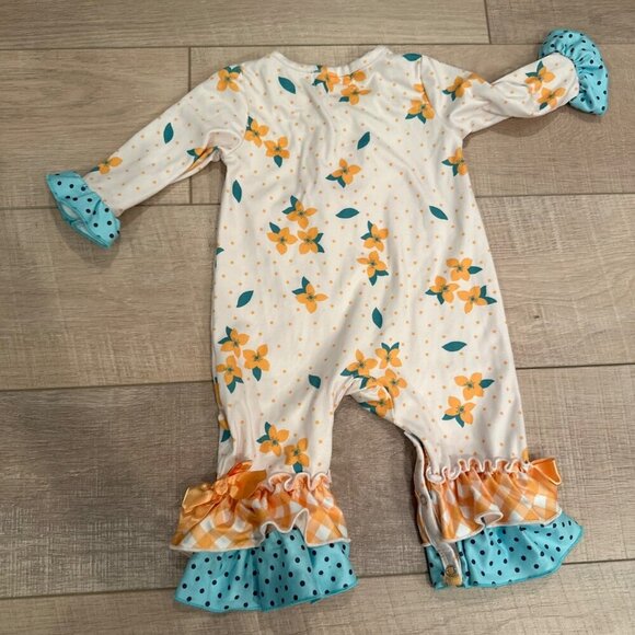 MARIE NICOLE GREEN AND ORANGE GIRLS ONE PIECE OUTFIT 3-6 MONTH - Picture 5 of 5